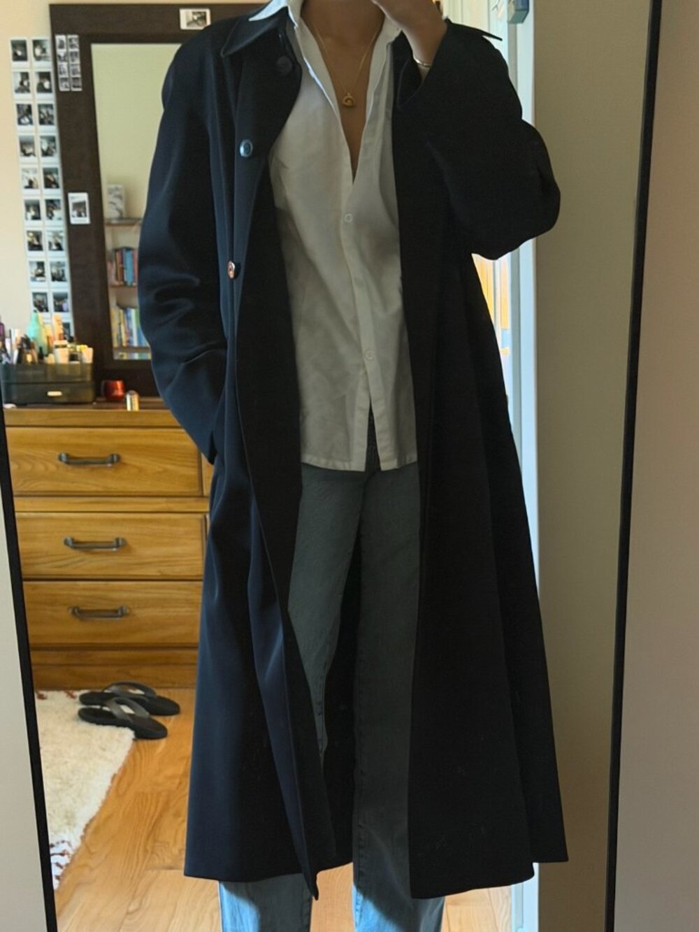Vintage St Michael Marks & Spencer Black Knee Length Coat UK 14